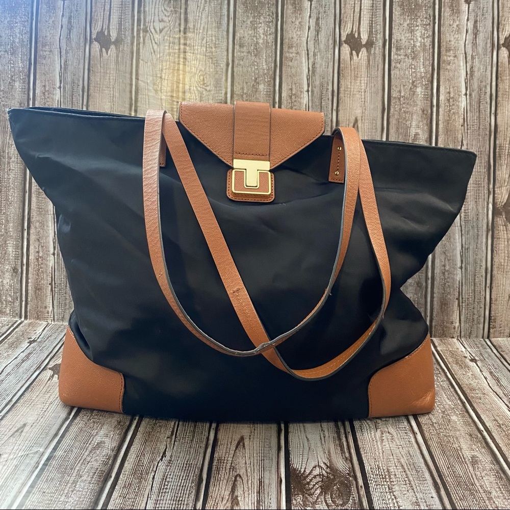 Tory Burch Black and Tan Tote Bag